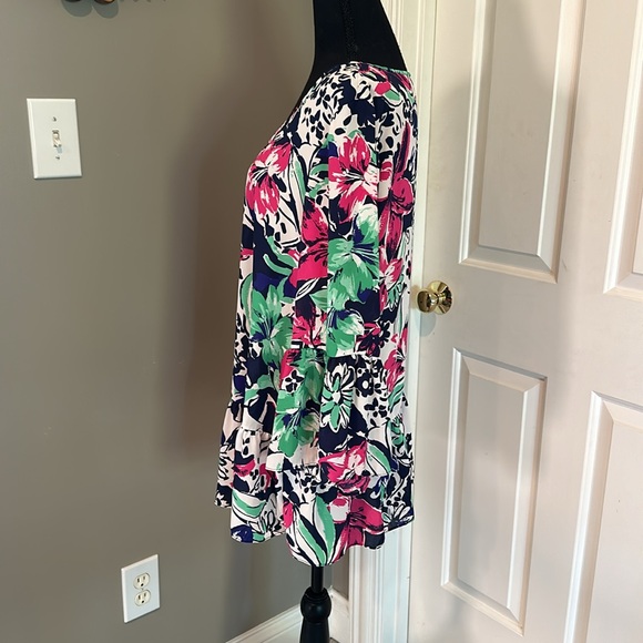Pappagallo Spring Floral Peplum 3/4 Bell Sleeves Top size XL EUC - Picture 2 of 11